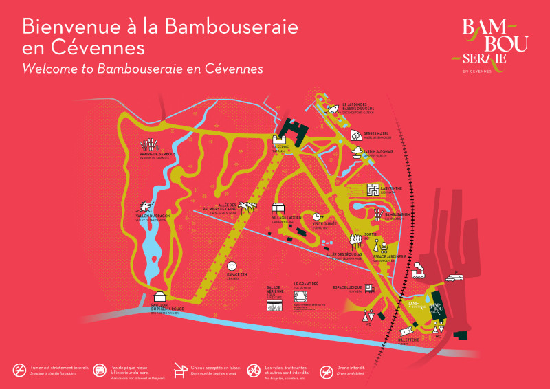Plan de La Bambouseraire et de ses univers
