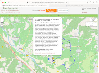 Randogps carte circuit gîte Palmier de Mira